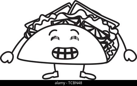 Taco mexican food cute kawaii cartoon Stock Vector Art & Illustration