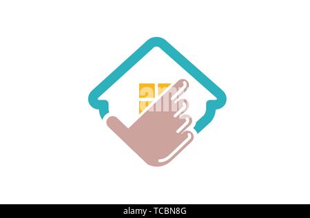 Insurance House Hand Click Logo Symbol Vector Design Illustration Stock Vector