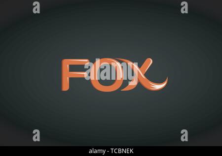 Fox Text Tail Text Typography Logo Symbol Vector Design Illustration Stock Vector