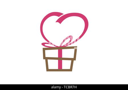 Creative Gift Love Heart Symbol logo Design Vector Illustration Stock Vector