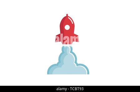Creative Red Rocket Cloud Logo Symbol Vector Design Illustration Stock Vector