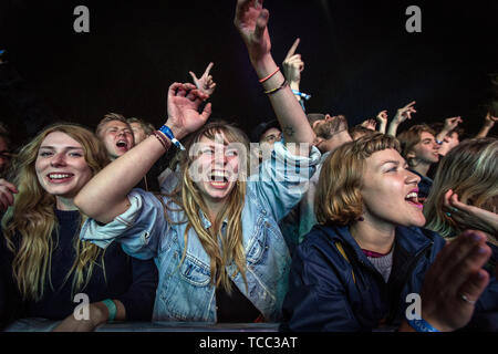 Aarhus, Denmark. 06th June, 2019. Denmark, Aarhus - June 6, 2019. Concert goers attend a live concert at the Australian musical project Tame Impala during the Danish music festival Northside 2019 in Aarhus. (Photo Credit: Gonzales Photo/Alamy Live News Stock Photo