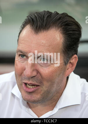 Tehran, Iran. 6th June, 2019. Iran's head coach Marc Wilmots reacts during a friendly football match between Iran and Syria at Azadi Stadium in Tehran, Iran, June 6, 2019. Iran won 5-0. Credit: Ahmad Halabisaz/Xinhua/Alamy Live News Stock Photo