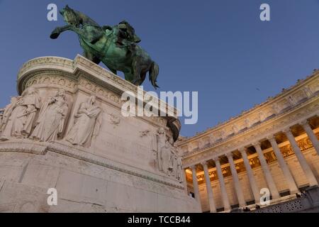 Vittoriale in its white splendor in Rome, Piazza Venezia, Italy.