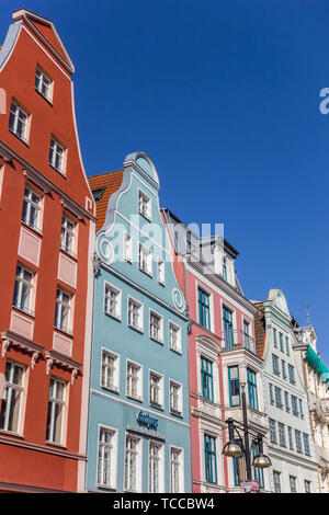 Colorful facades in Hanseatic city Rostock, Germany Stock Photo