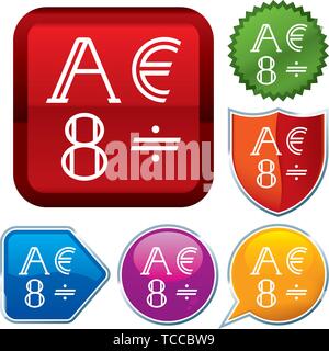 Vector illustration. Set shiny icon series on buttons. Alphabet. Stock Vector