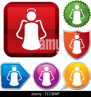 Vector illustration. Set shiny icon series on buttons. Angel. Stock Vector