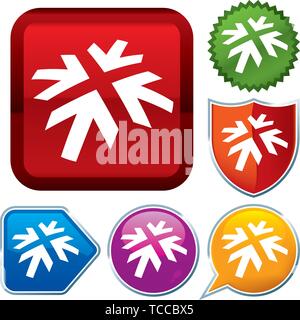 Vector illustration. Set shiny icon series on buttons. Reunion point. Stock Vector