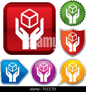 Vector illustration. Set shiny icon series on buttons. Fragile. Stock Vector