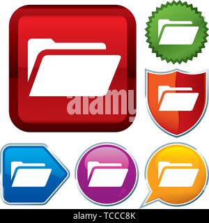 Vector illustration. Set shiny icon series on buttons. File binder. Stock Vector
