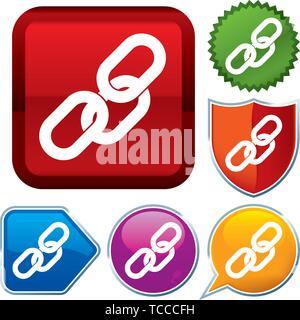Vector illustration. Set shiny icon series on buttons. Chain. Stock Vector