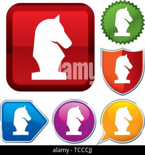 Vector illustration. Set shiny icon series on buttons. Chess. Stock Vector