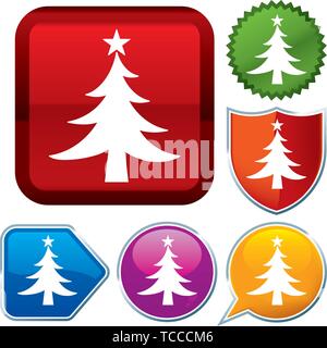 Vector illustration. Set shiny icon series on buttons. Christmas. Stock Vector