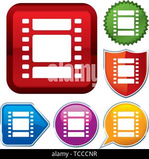 Vector illustration. Set shiny icon series on buttons. Photo frame. Stock Vector