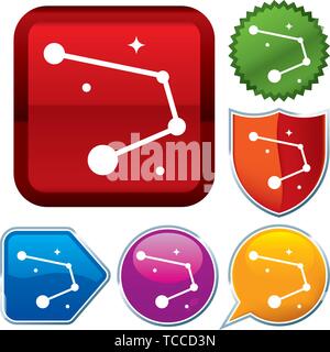 Vector illustration. Set shiny icon series on buttons. Constellation. Stock Vector