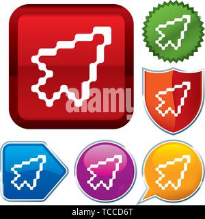 Vector illustration. Set shiny icon series on buttons. Cursor. Stock Vector