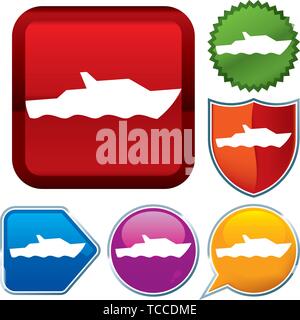 Vector illustration. Set shiny icon series on buttons. Nautical. Stock Vector