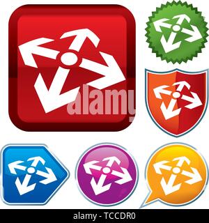 Vector illustration. Set shiny icon series on buttons. Start point. Stock Vector