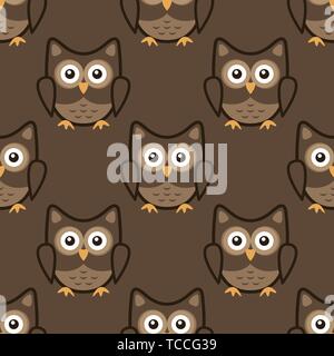 Owl stylized art seemless pattern nature colors Stock Vector