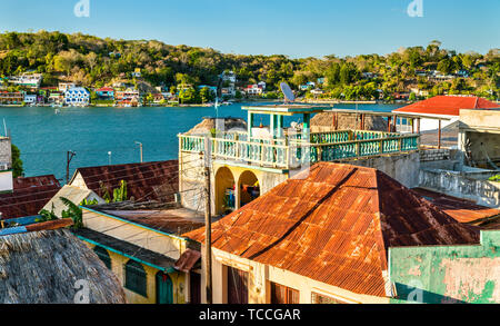 Aerial view of houses in Flores, Guatemala Stock Photo