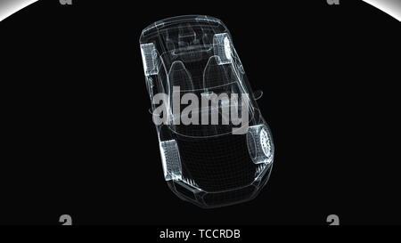 Abstract transparent modern car, 3d render computer generated background Stock Photo