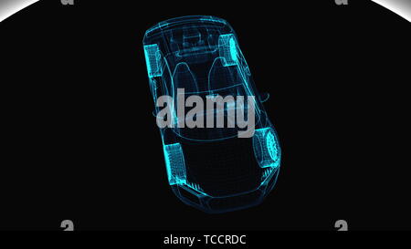 Abstract transparent modern car, 3d render computer generated background Stock Photo