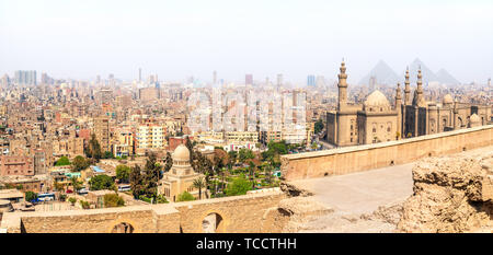 Mosques of Cairo, panoramic view from the Citadel, Egypt Stock Photo
