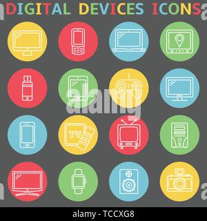 Device outline icons Stock Vector