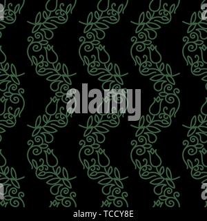 Green Floral Pattern Isolated. Stock Vector