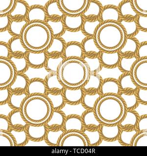 Rope Seamless Pattern on White Background. Rope Texture. Stock Vector