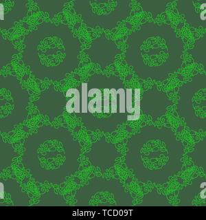 Green Floral Pattern Isolated on Green Background. Stock Vector