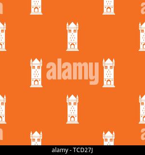 Castle tower pattern vector orange Stock Vector