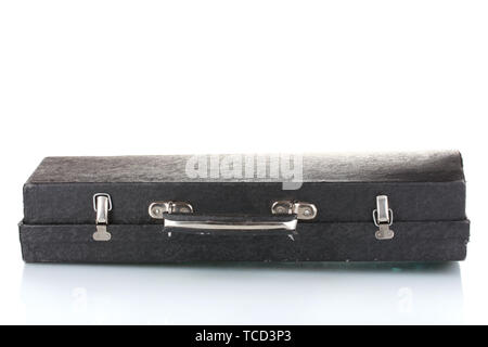 old case for musical instrument isolated on white Stock Photo