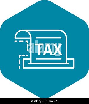Tax check paper icon, outline style Stock Vector