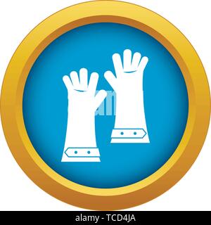 Heat resistant gloves for welding icon blue vector isolated Stock Vector