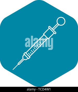 Small syringe icon, outline style Stock Vector