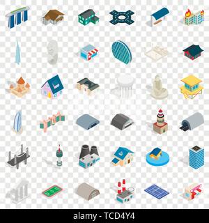 Building icons set, isometric style Stock Vector