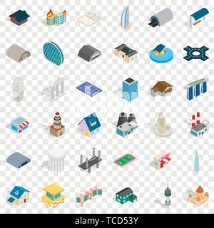 Field icons set, isometric style Stock Vector