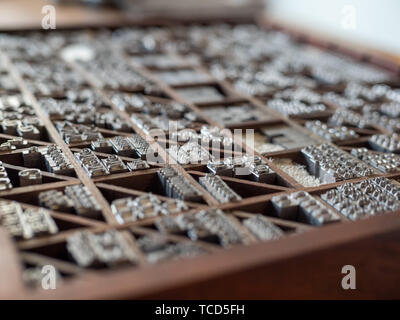 Typeface letters arranged for use in printing press machine Stock Photo