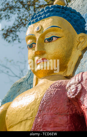 Buddha statue at Swayambhunath Stupa, Kathmandu, Nepal. Stock Photo