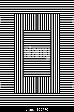 Optical illusion background. Black and white lines abstraction.