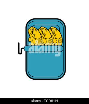 Canned fish isolated. preserve piscine tinned goods. Vector illustration Stock Vector