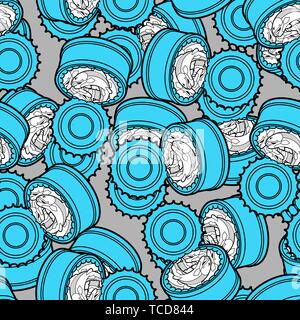 Canned fish pattern seamless. preserve piscine tinned goods background. Vector ornament. Food texture Stock Vector