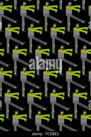 Zombie Walking pattern seamless. green dead go background. Vector texture Stock Vector