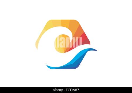 Creative Abstract Colorful Hexagon Wabe Sea Vector Logo Symbol Design Illustration Stock Vector