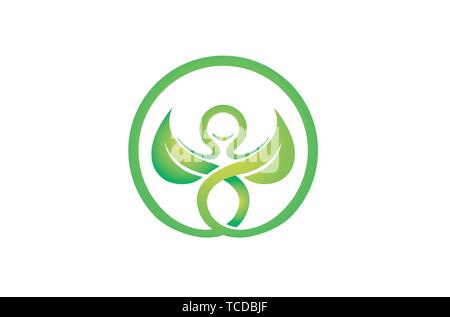 Green Body Circle Logo Design Illustration Stock Vector