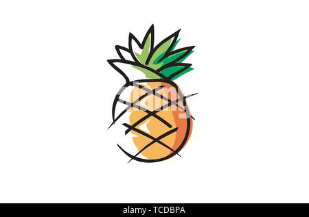 Creative Artistic Pineapple Fruit Logo Symbol Design Illustration Stock Vector