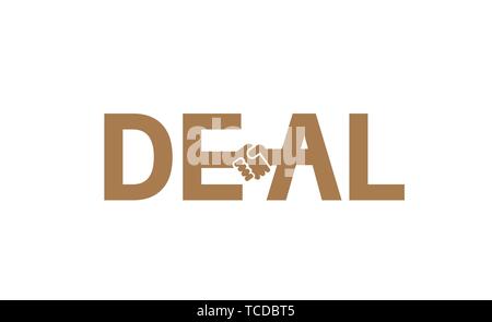 Creative Deal Handshake Typography Letter Logo Design Symbol Illustration Stock Vector