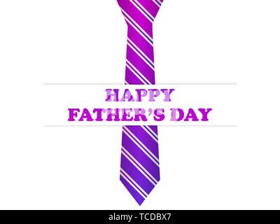 Happy Fathers Day. Tie with purple gradient isolated on white background. Vector illustration Stock Vector
