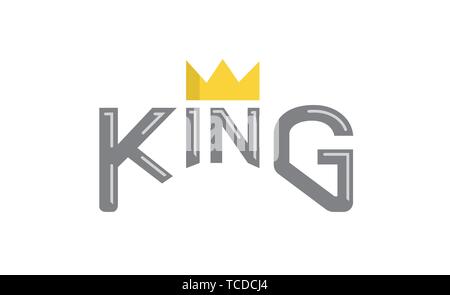King Typography Gold Crown Text Logo Design Symbol Icon Stock Vector